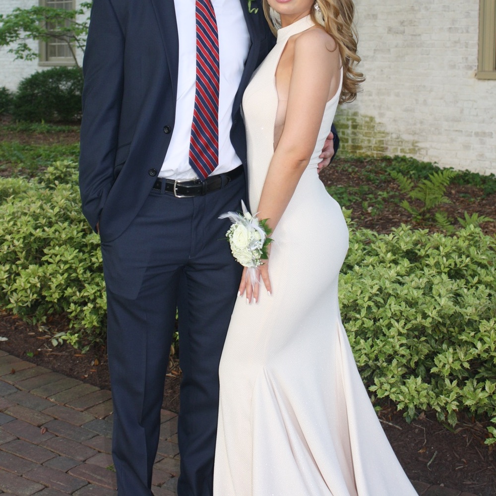 Cream Jovani Prom Dress